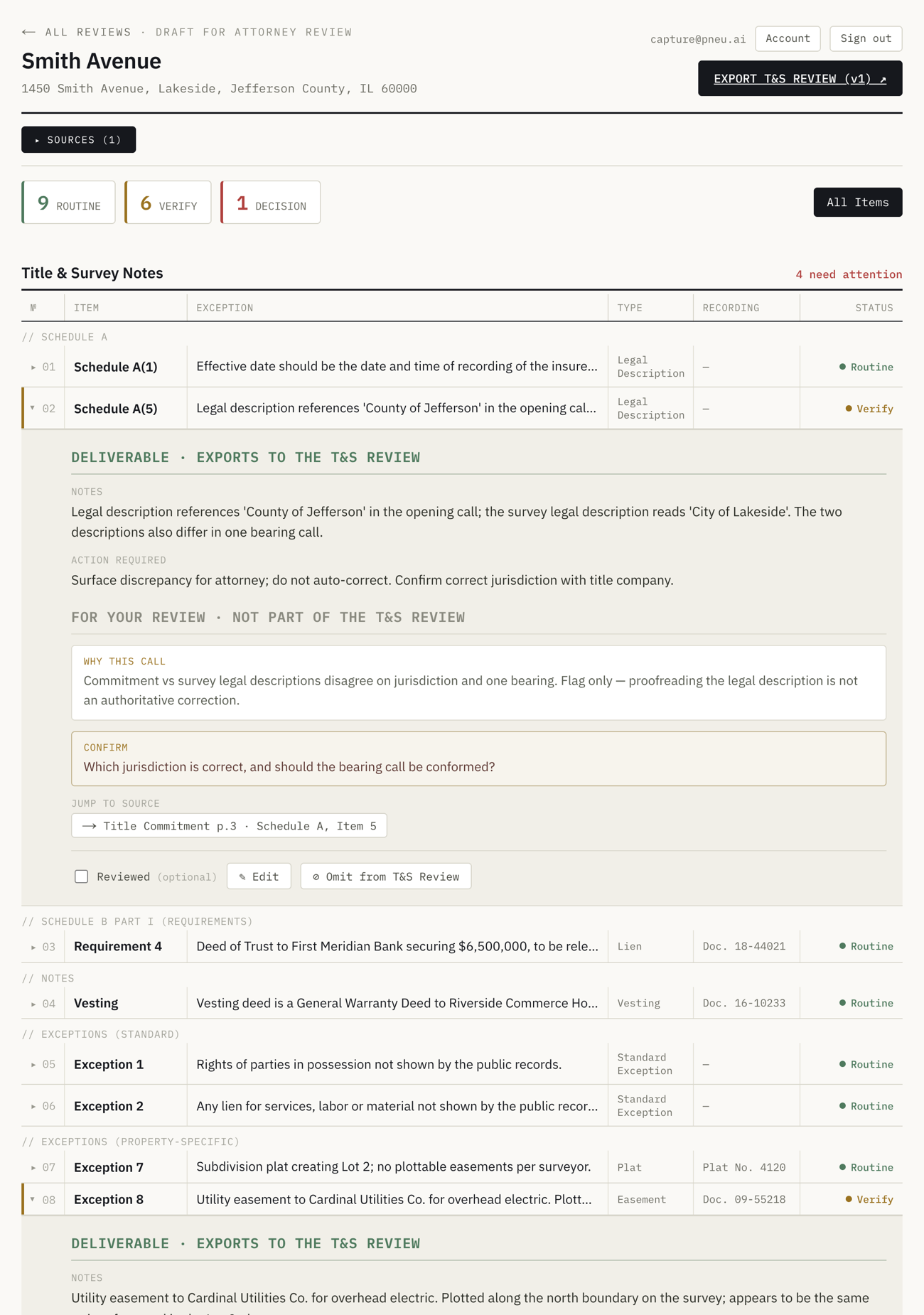 The interactive review portal where attorneys interact with the preliminary AI output.